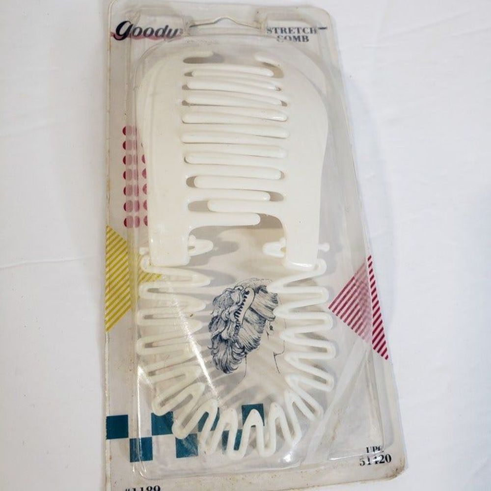 Vintage NEW Goodys White Stretch Comb Hair NOS in Package Never Used Retro RARE